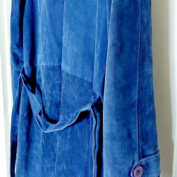 Dark Blue grey  Suede and Polyester  Long Coat - L (L43xW48) - Picture 10 of 11